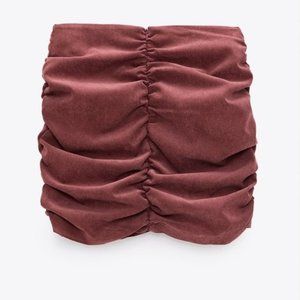 ZARA Draped Ruched Zip Mini Skirt